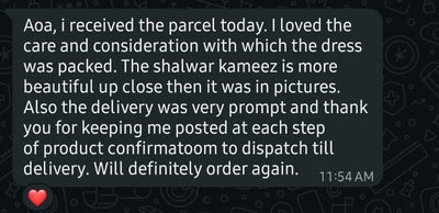 Customer message screenshot